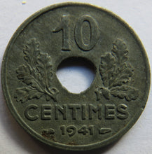 Load image into Gallery viewer, 1941 France 10 Centimes Coin
