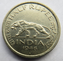 Load image into Gallery viewer, 1946 King George VI India 1/2 Rupee Coin
