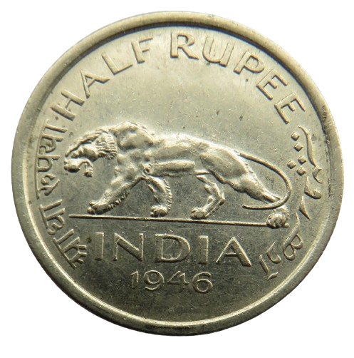 1946 King George VI India 1/2 Rupee Coin