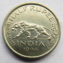 Load image into Gallery viewer, 1946 King George VI India 1/2 Rupee Coin
