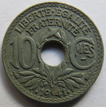 Load image into Gallery viewer, 1941 France 10 Centimes Coin
