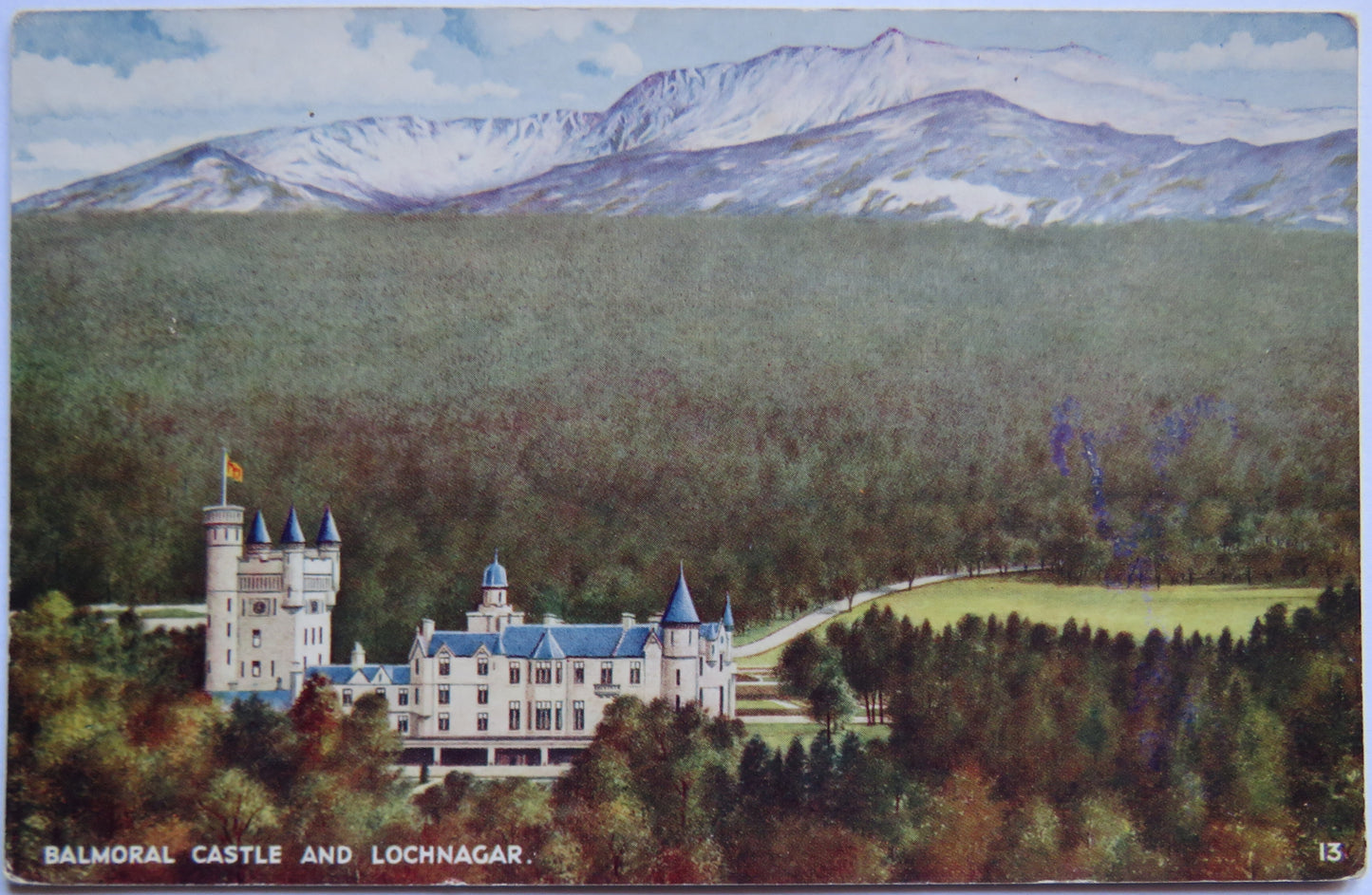 Vintage Postcard of Balmoral Castle and Lochnagar