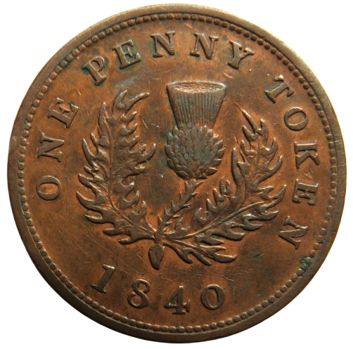 1840 Queen Victoria Nova Scotia One Penny Token In Higher Grade