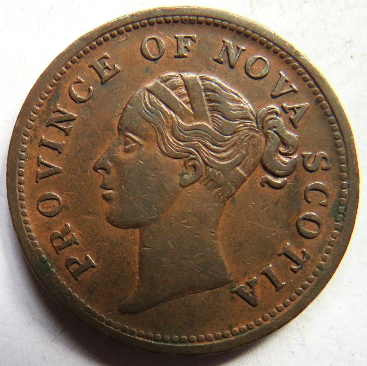 1840 Queen Victoria Nova Scotia One Penny Token In Higher Grade
