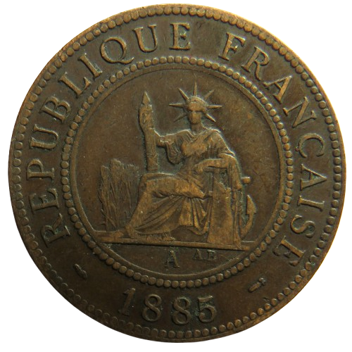 1885-A French Indo-China One Cent Coin