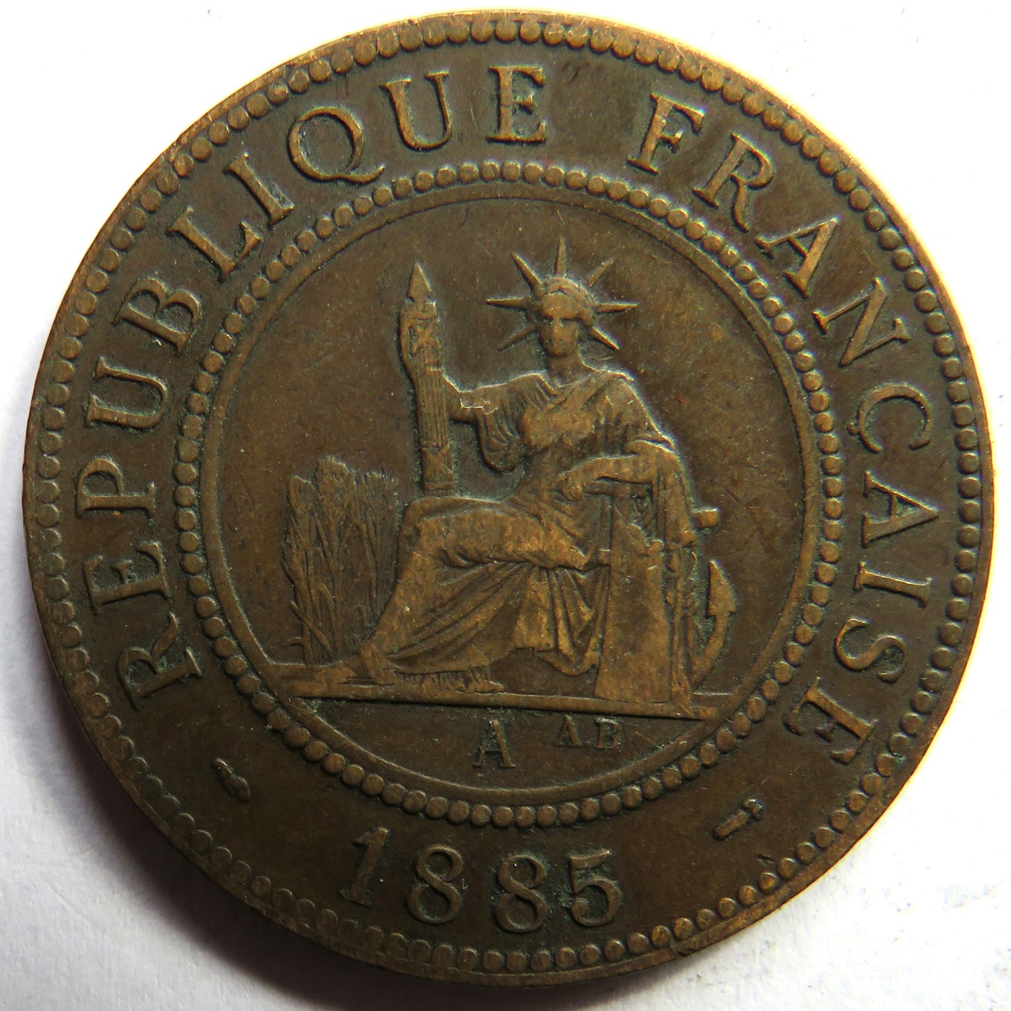1885-A French Indo-China One Cent Coin