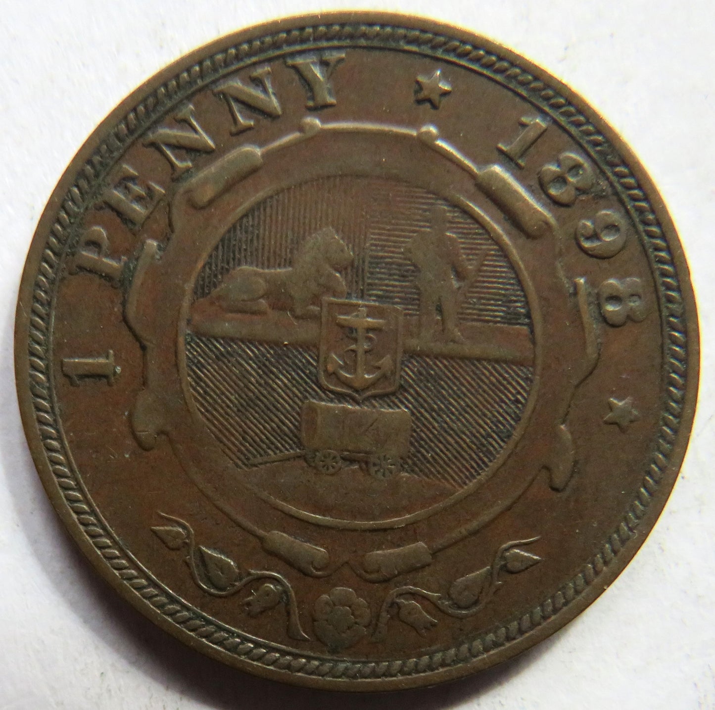 1898 South Africa One Penny Coin
