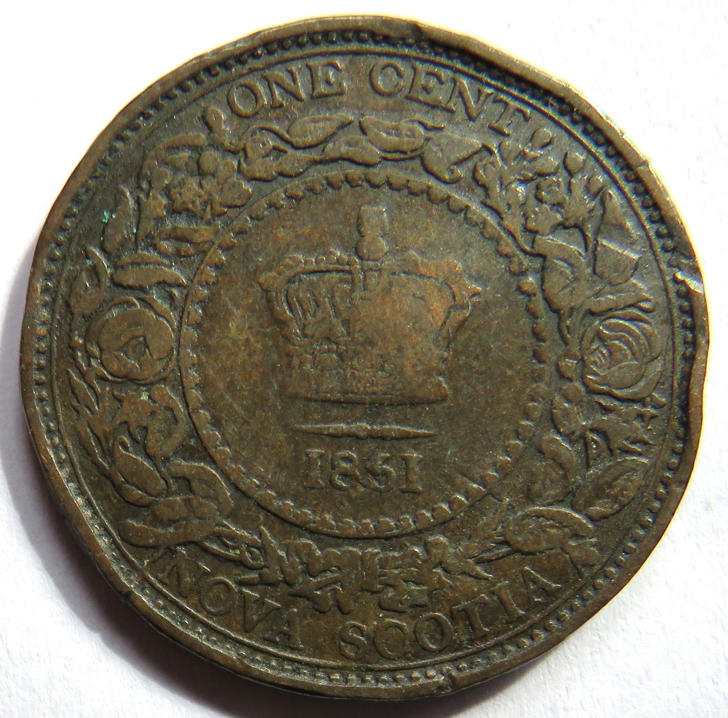 1861 Queen Victoria Nova Scotia One Cent Coin