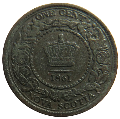 1861 Queen Victoria Nova Scotia One Cent Coin