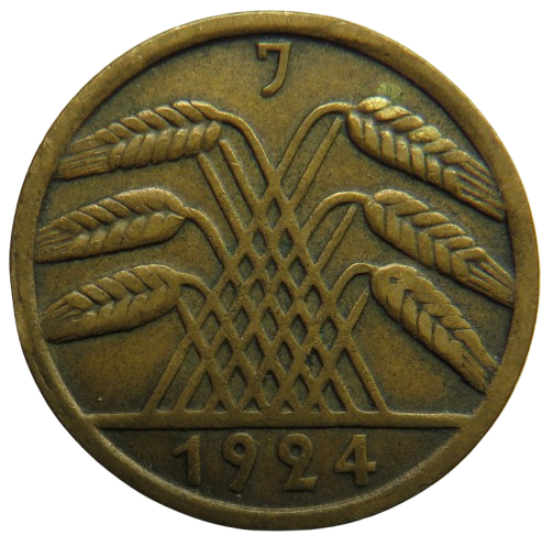1924-J Germany - Weimar Republic 50 Rentenpfennig Coin
