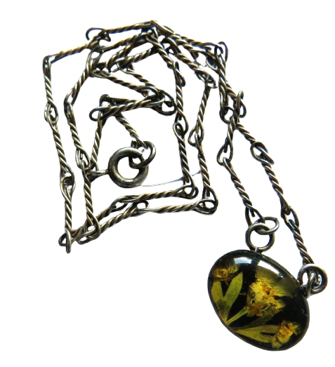Vintage Ladies White Metal Floral Necklace