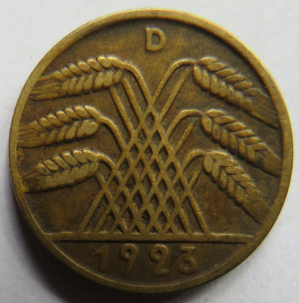 1923-D Germany - Weimar Republic 10 Rentenpfennig Coin image 2