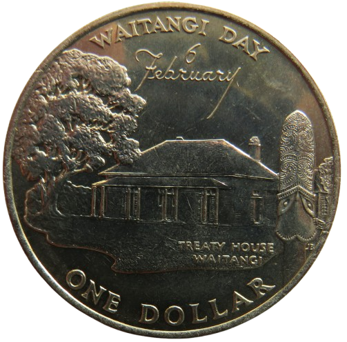 1977 New Zealand $1 One Dollar Coin Silver Jubilee / Waiting Day