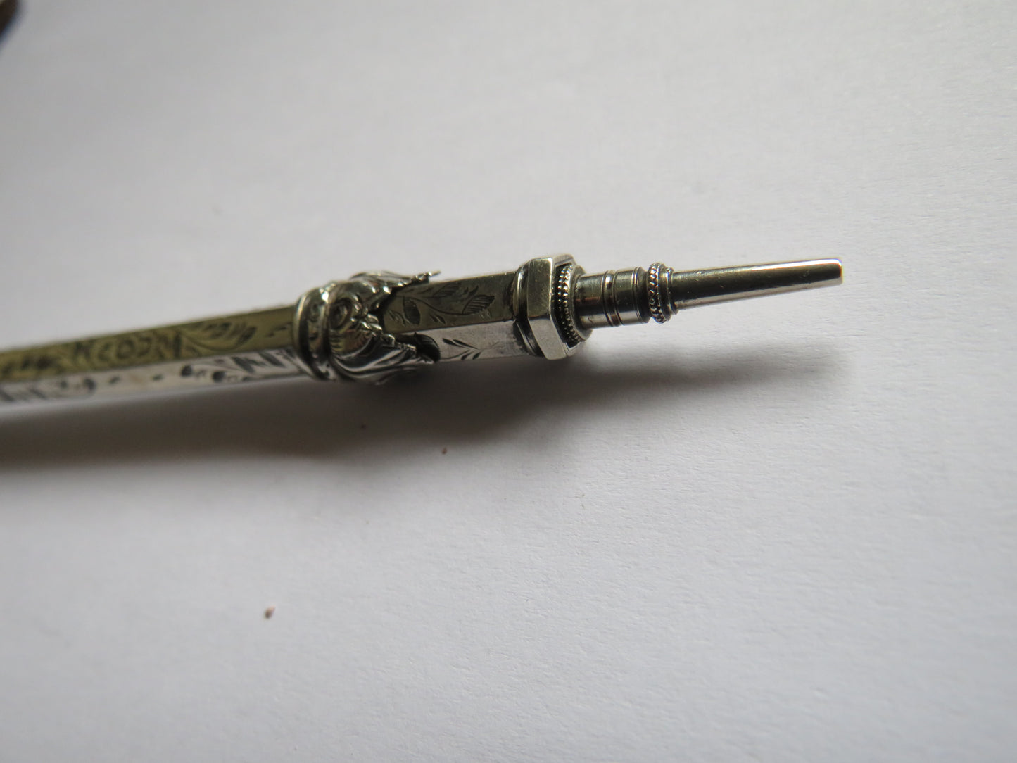 Antique White Metal / Silver & Citrine Propelling Pencil