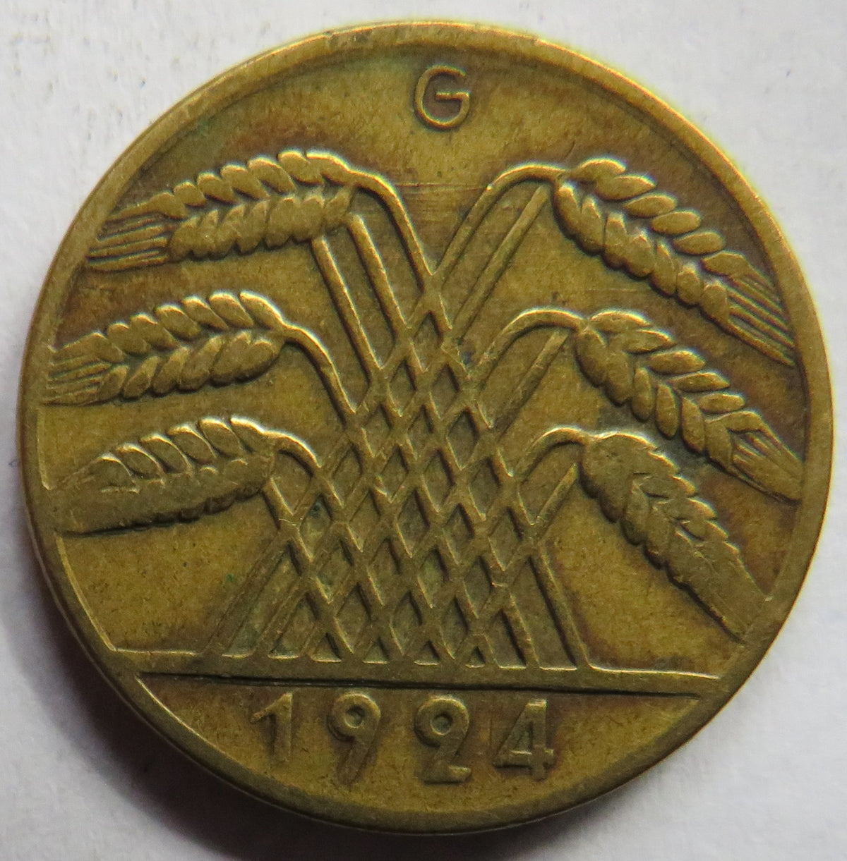 1924-G Germany - Weimar Republic 10 Reichspfennig Coin