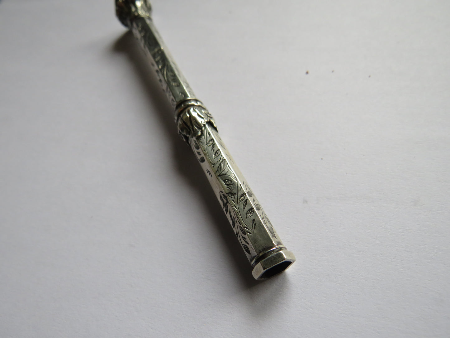 Antique White Metal / Silver & Citrine Propelling Pencil