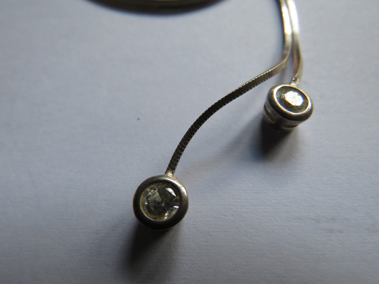 Ladies Sterling Silver &amp; CZ Drop Necklace By Oasis