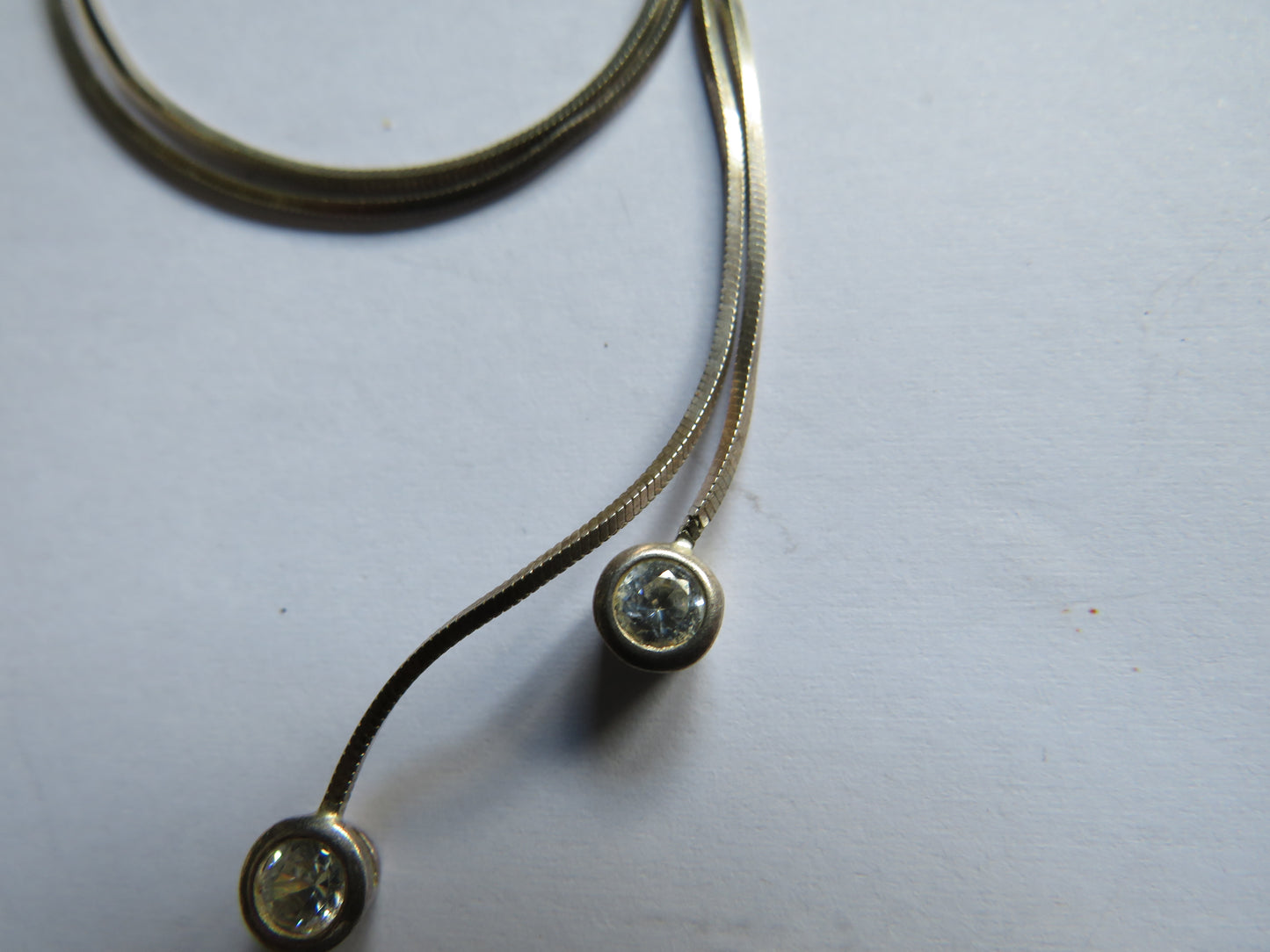 Ladies Sterling Silver &amp; CZ Drop Necklace By Oasis