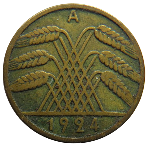 1924-A Germany - Weimar Republic 10 Reichspfennig Coin