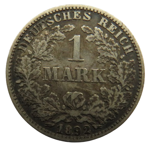 1892-E Germany Silver One Mark Coin Scarce Date