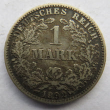 Load image into Gallery viewer, 1892-E Germany Silver One Mark Coin Scarce Date
