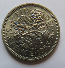 Load image into Gallery viewer, 1953 Queen Elizabeth II Sixpence Coin In High Grade - Great Britain
