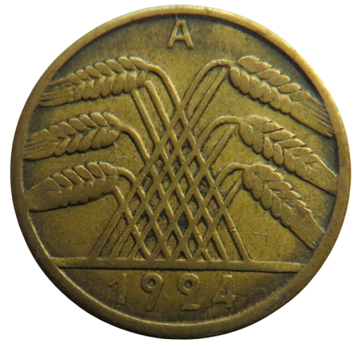 1924-A Germany - Weimar Republic 10 Reichspfennig Coin