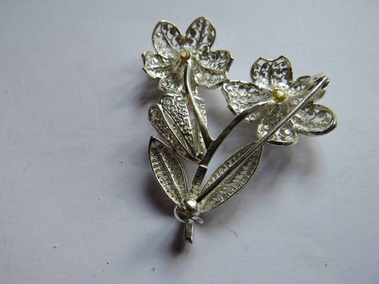 Vintage Ladies Floral Silver Brooch