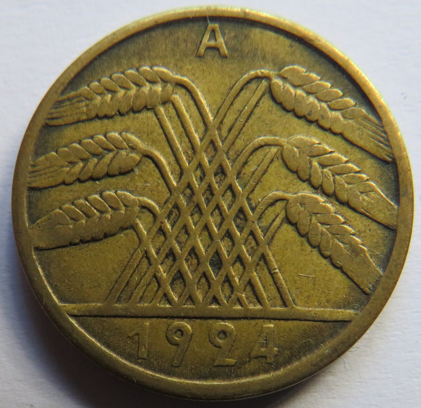 1924-A Germany - Weimar Republic 10 Reichspfennig Coin