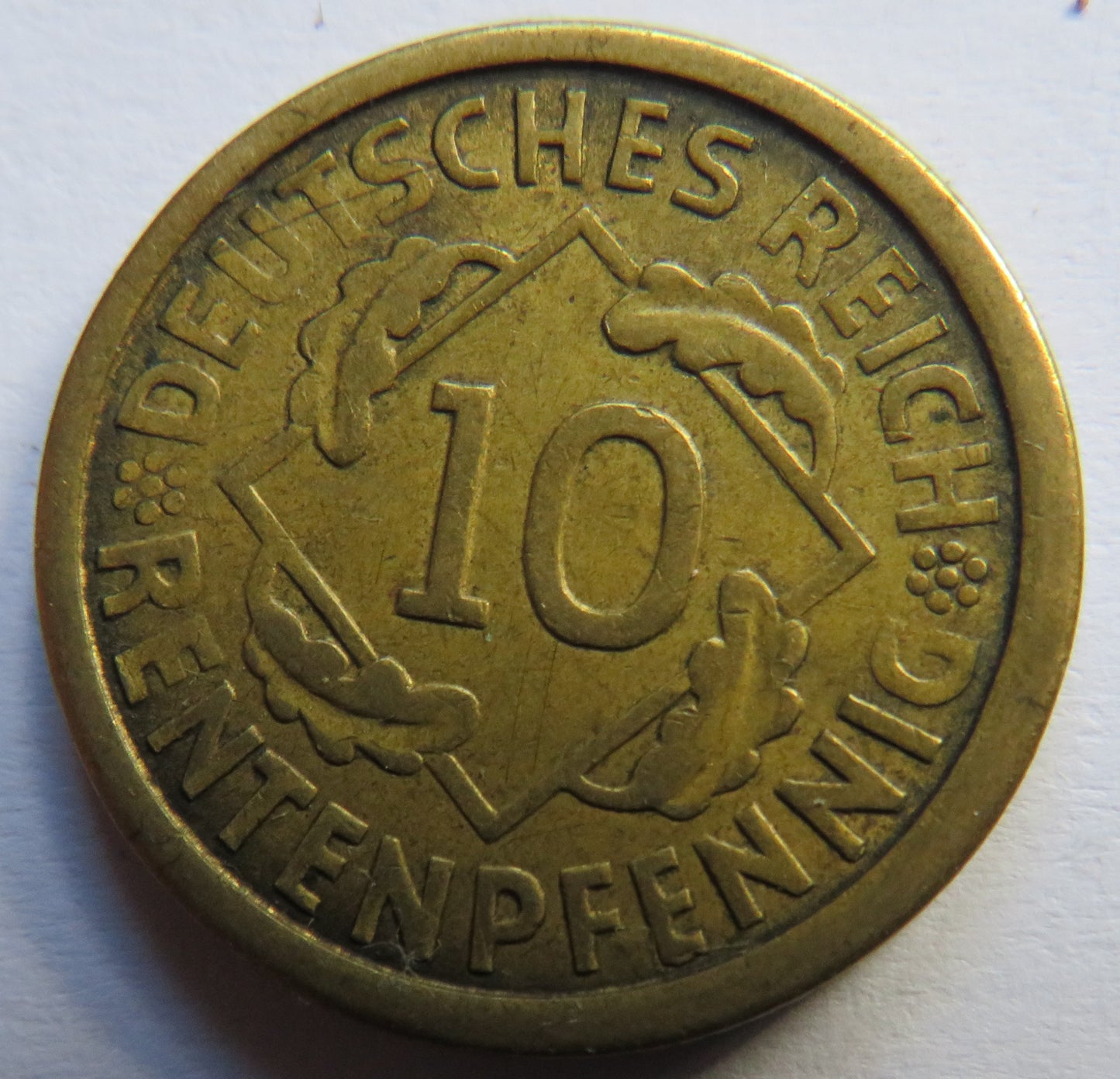 1924-A Germany - Weimar Republic 10 Reichspfennig Coin
