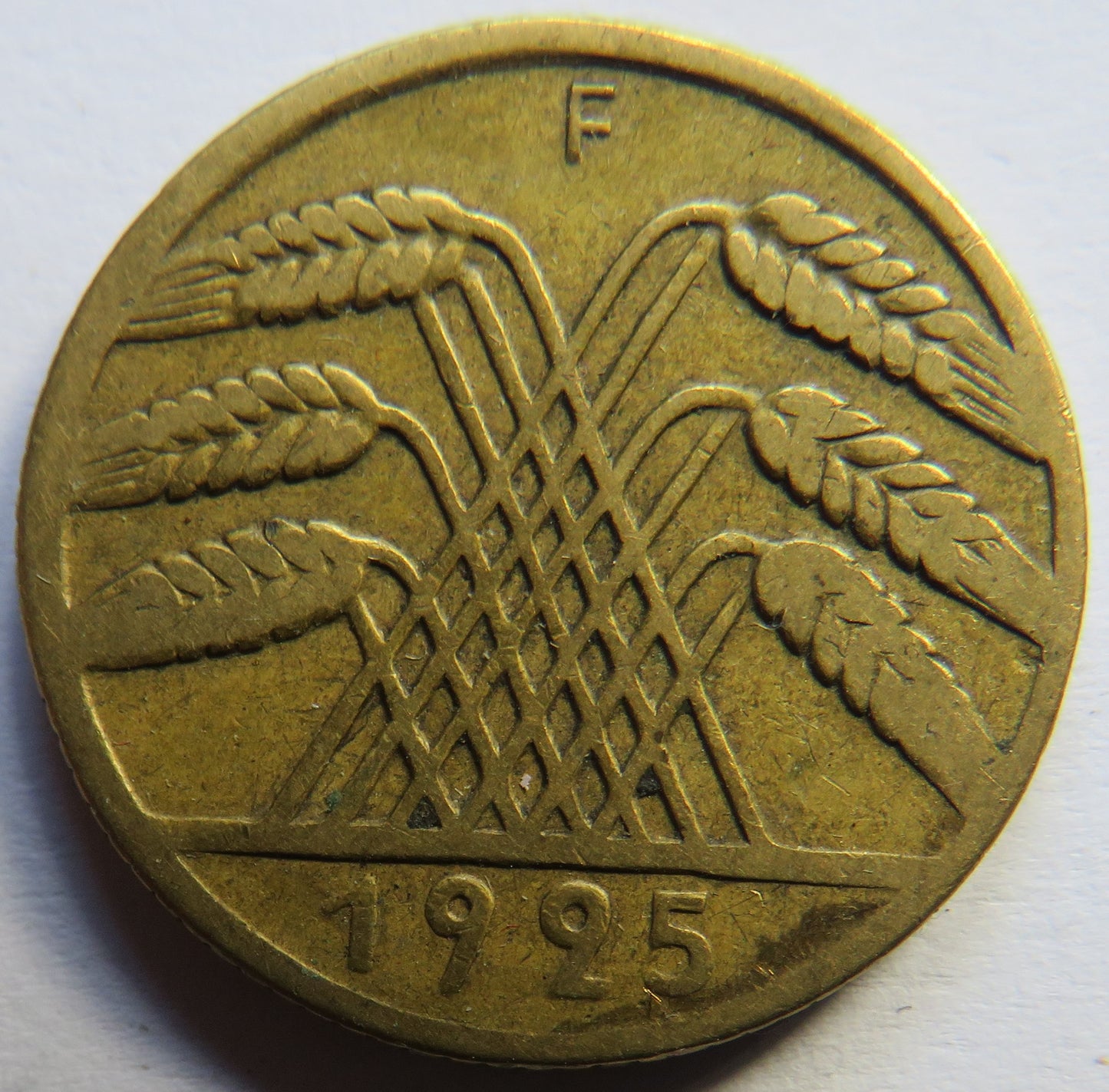 1925-F Germany - Weimar Republic 10 Reichspfennig Coin