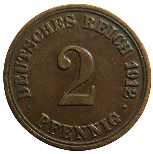 1912-A Germany 2 Pfennig Coin