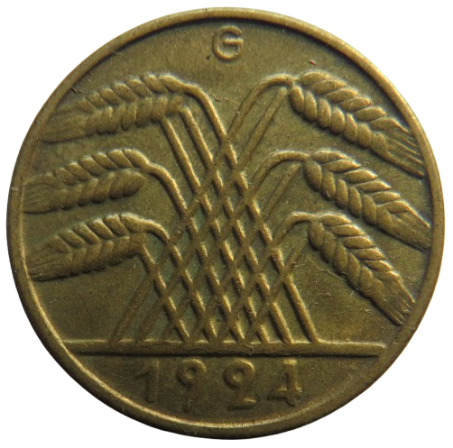 1924-G Germany - Weimar Republic 10 Reichspfennig Coin