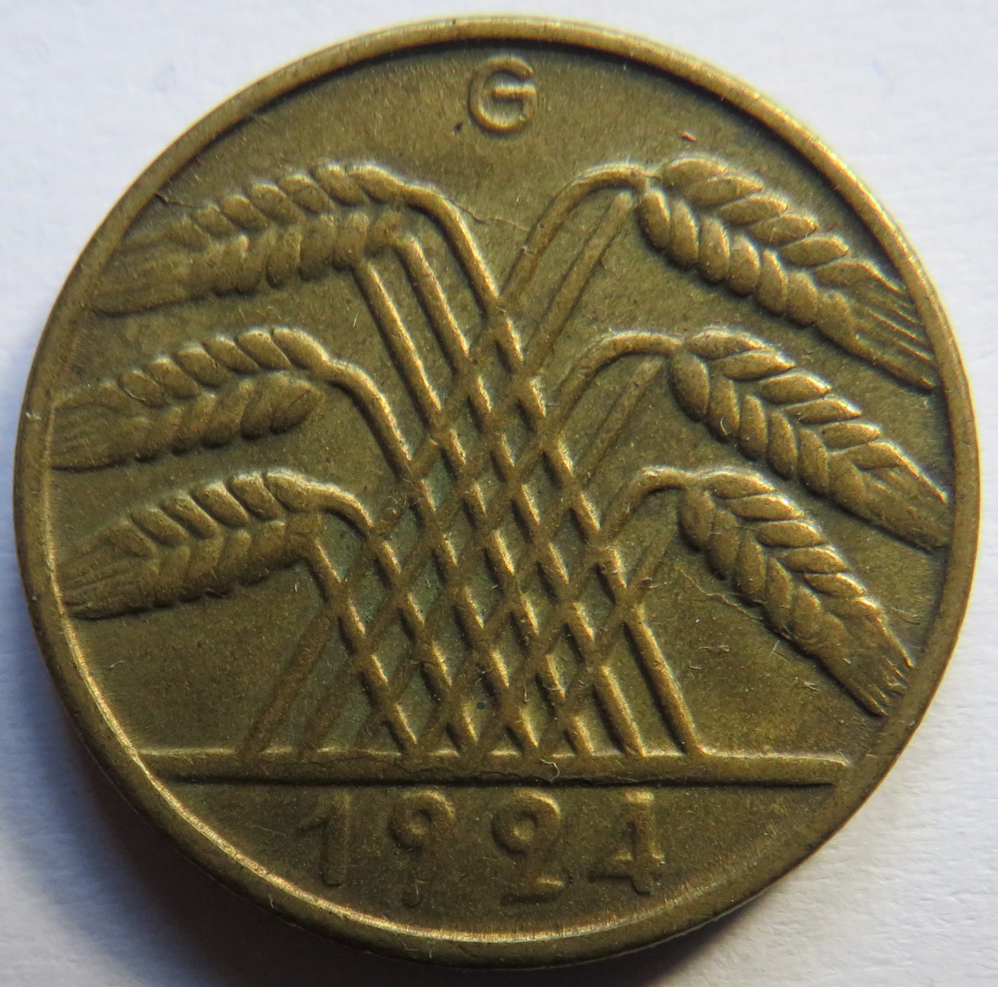 1924-G Germany - Weimar Republic 10 Reichspfennig Coin