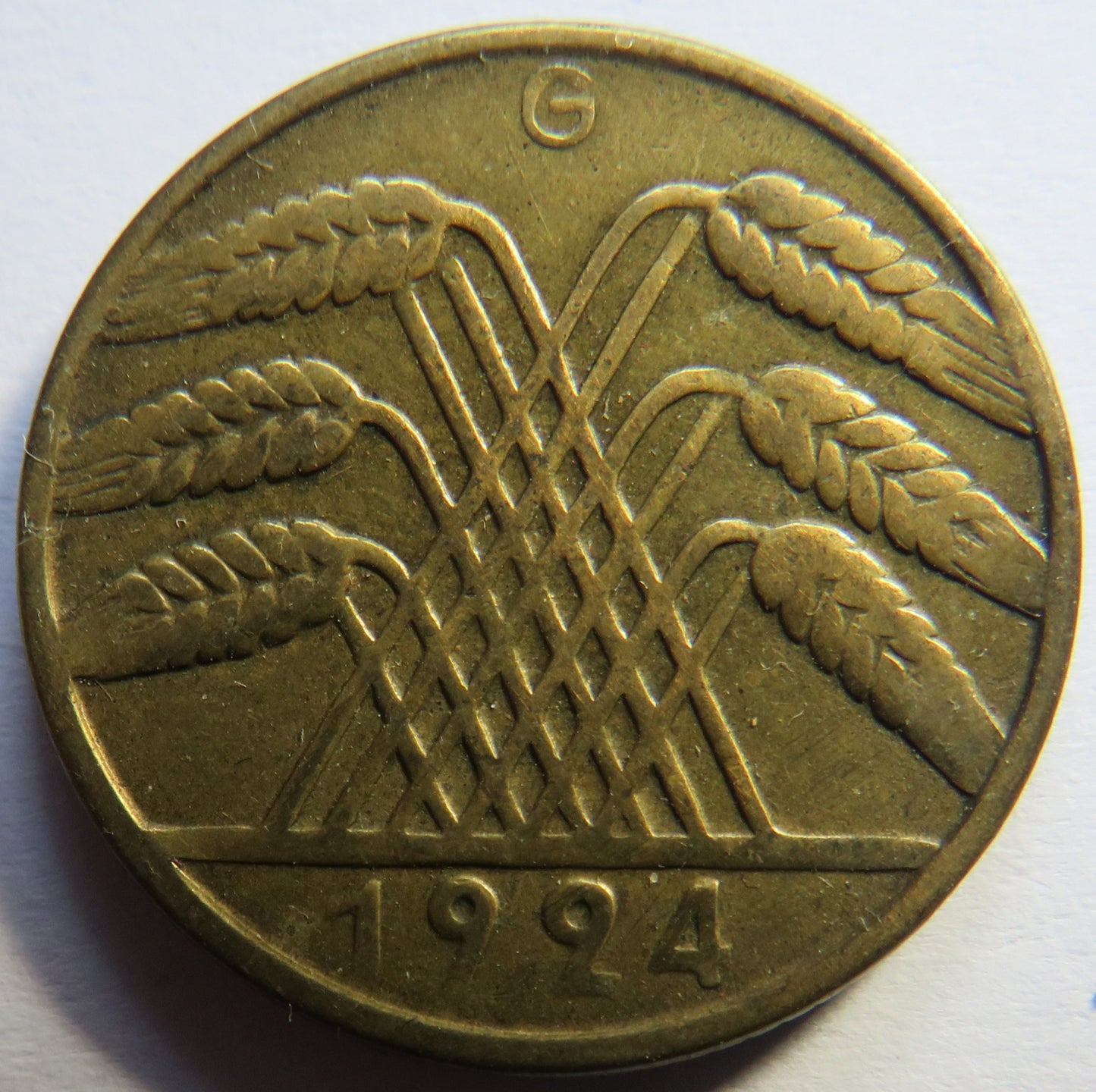 1924-G Germany - Weimar Republic 10 Reichspfennig Coin