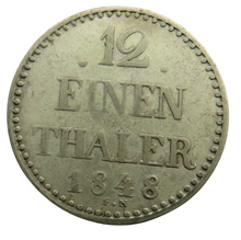 Load image into Gallery viewer, 1848 German States Mecklenburg-Schwerin Silver 1/12 Thaler Coin
