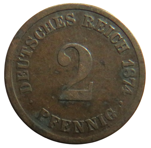 1874-A Germany 2 Pfennig Coin