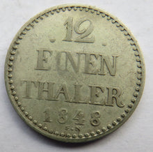 Load image into Gallery viewer, 1848 German States Mecklenburg-Schwerin Silver 1/12 Thaler Coin
