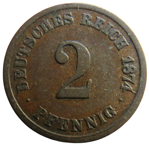 1874-A Germany 2 Pfennig Coin