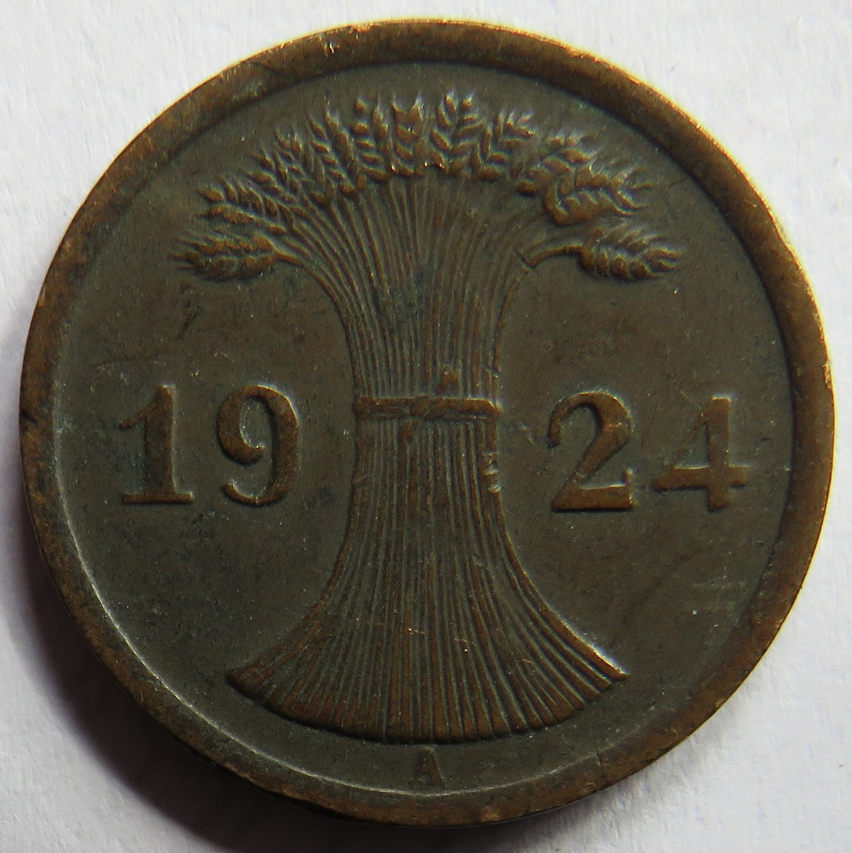 1924-A Germany - Weimar Republic 2 Rentenpfennig Coin image 2