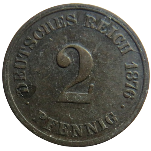 1876-C Germany 2 Pfennig Coin