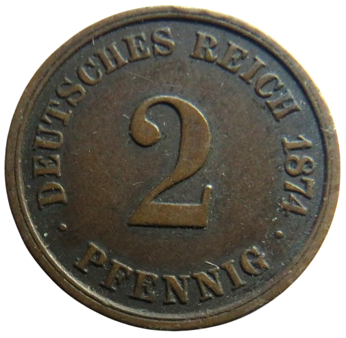 1874-A Germany 2 Pfennig Coin