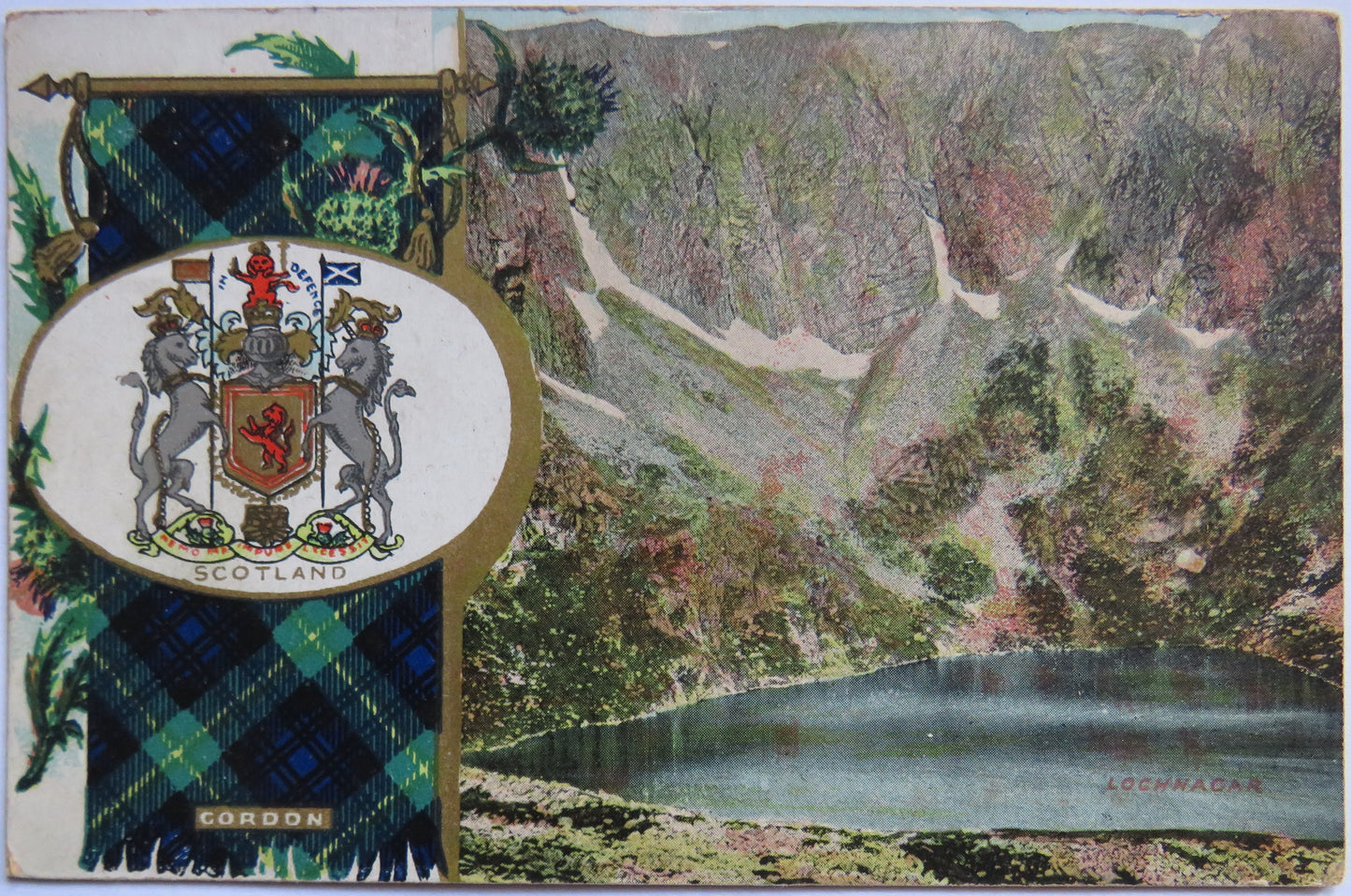 Vintage Postcard of Lochnagar, with Gordon Tartan