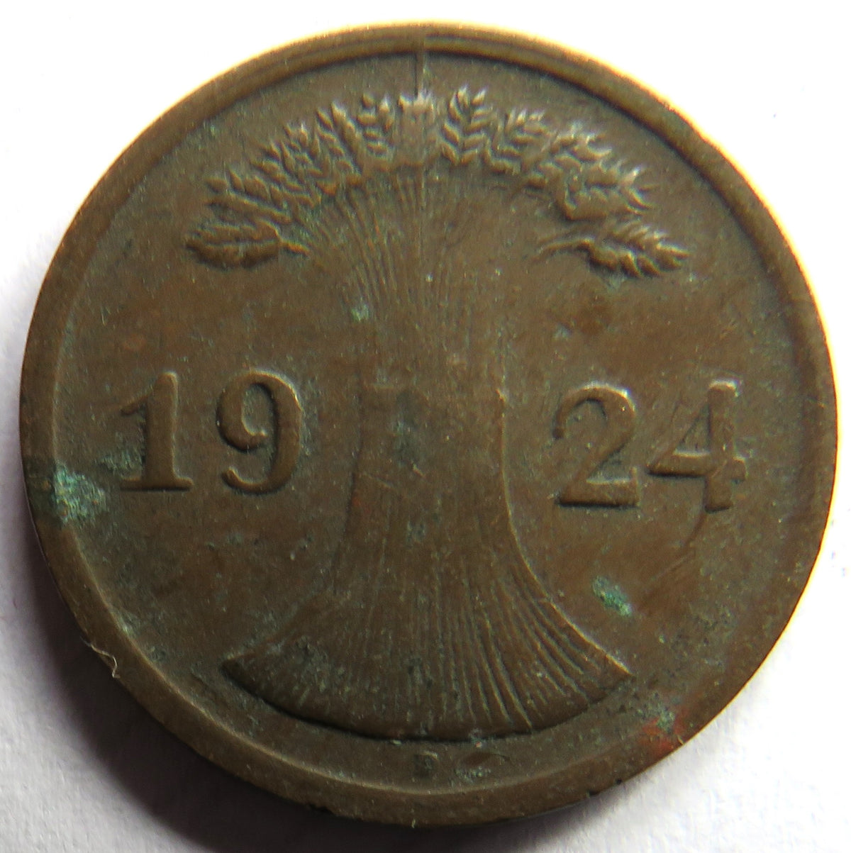 1924-D Germany - Weimar Republic 2 Rentenpfennig Coin image 2
