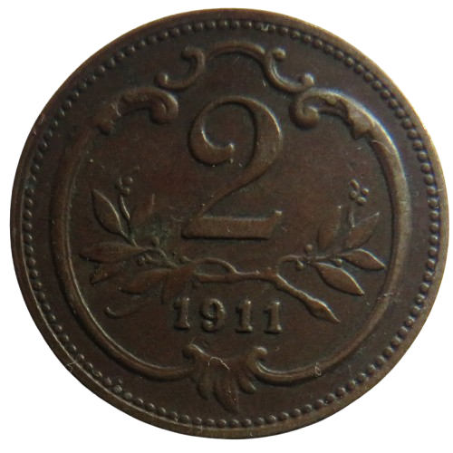 1911 Austria 2 Heller Coin