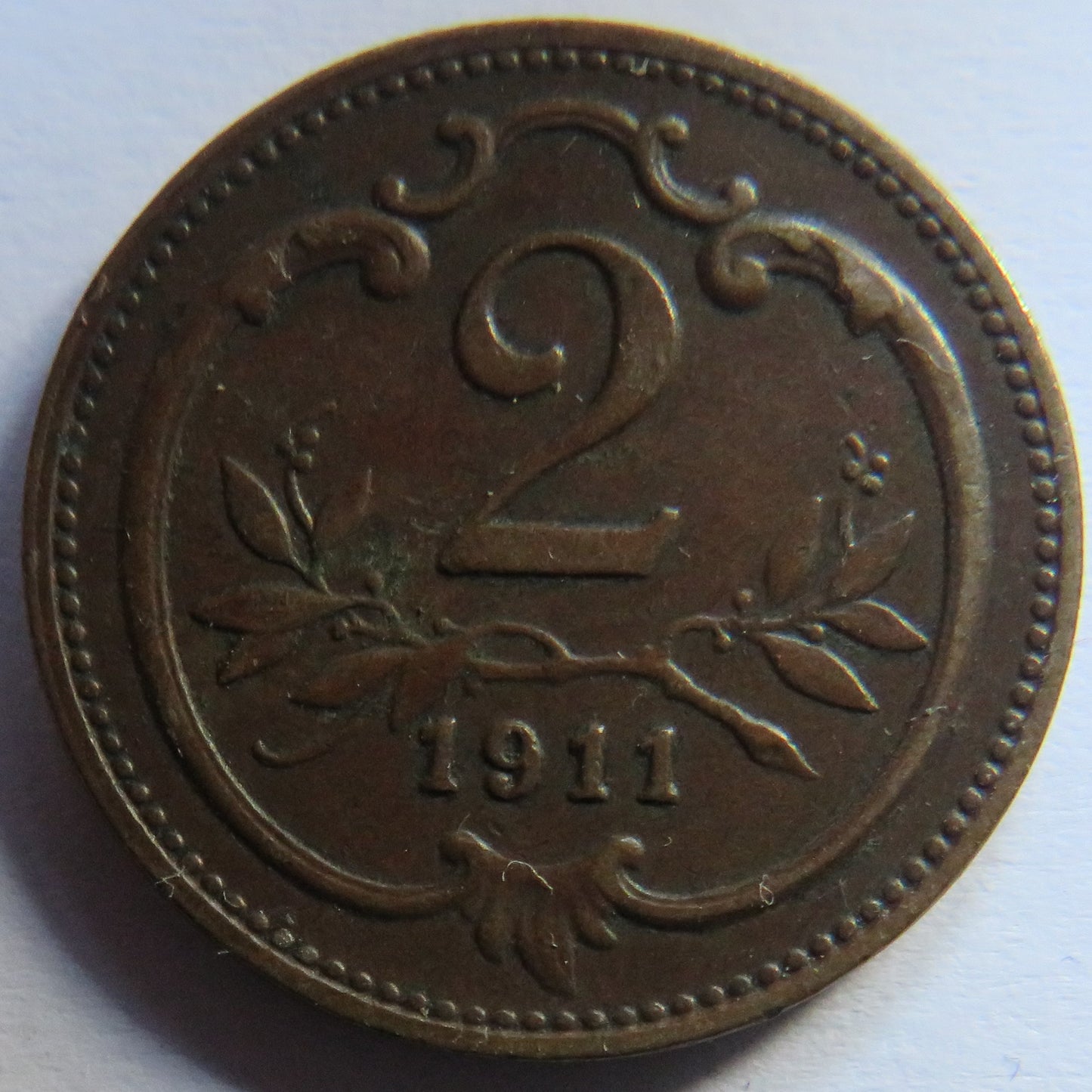 1911 Austria 2 Heller Coin