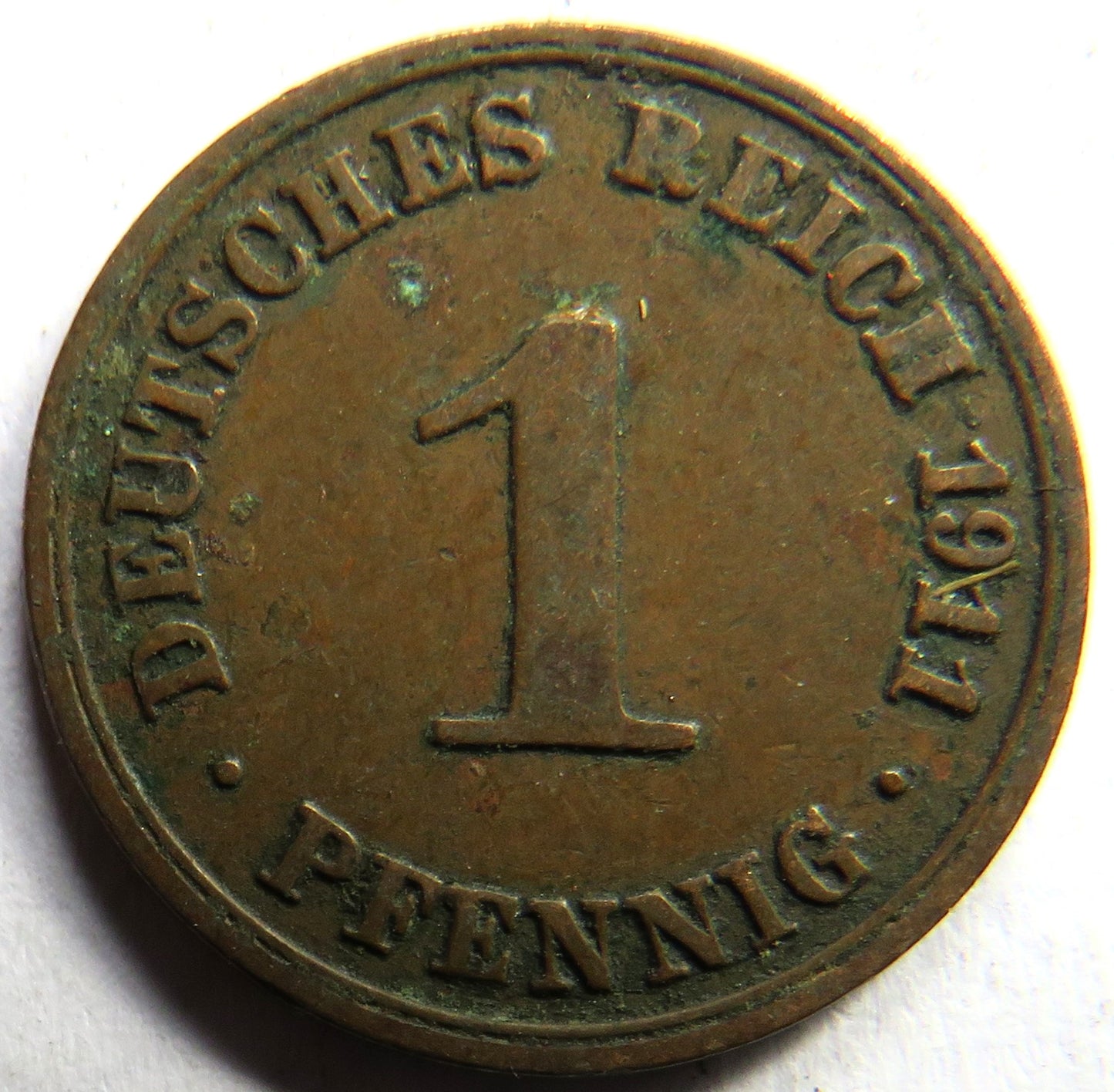 1911-A Germany One Pfenning Coin