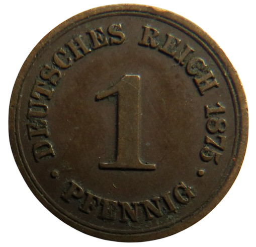 1875-B Germany One Pfenning Coin