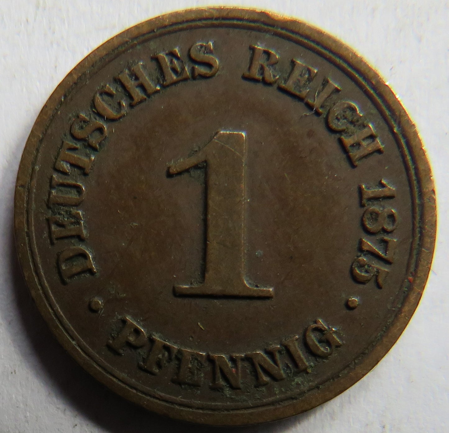 1875-B Germany One Pfenning Coin