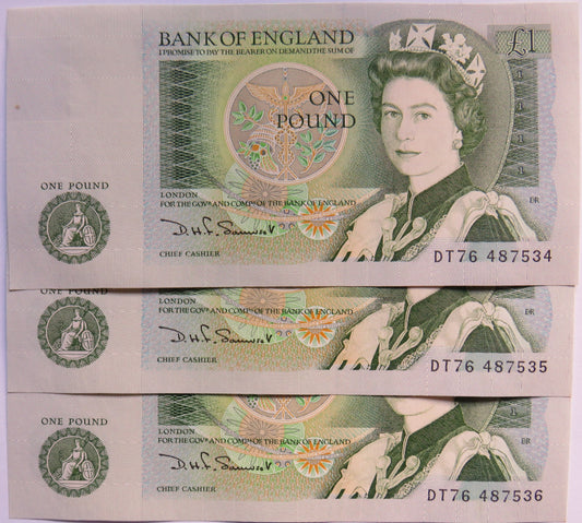 C.1981 Bank of England Consecutive £1 Notes (DT76)